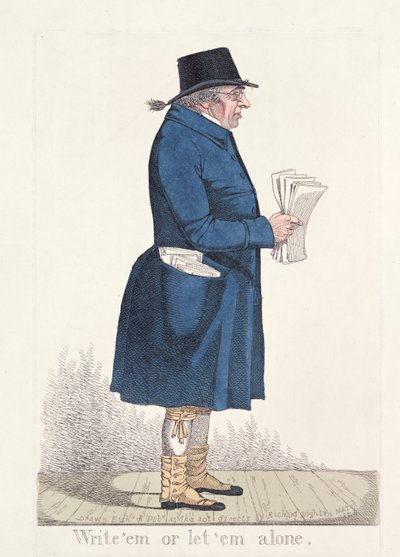 "اكتب" em أو دع "em وحده" ، من "City Characters" ، 1824 (النقش الملون) بواسطة ريتشارد دايتون